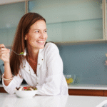 woman eating healthy snack